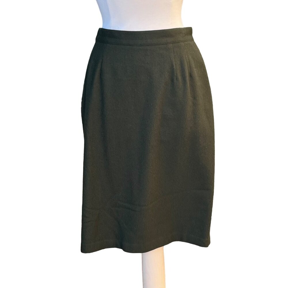 Sag Harbor Olive Green Wool‎ LIned Mid-Length Basic Classic Pencil Skirt Size 12